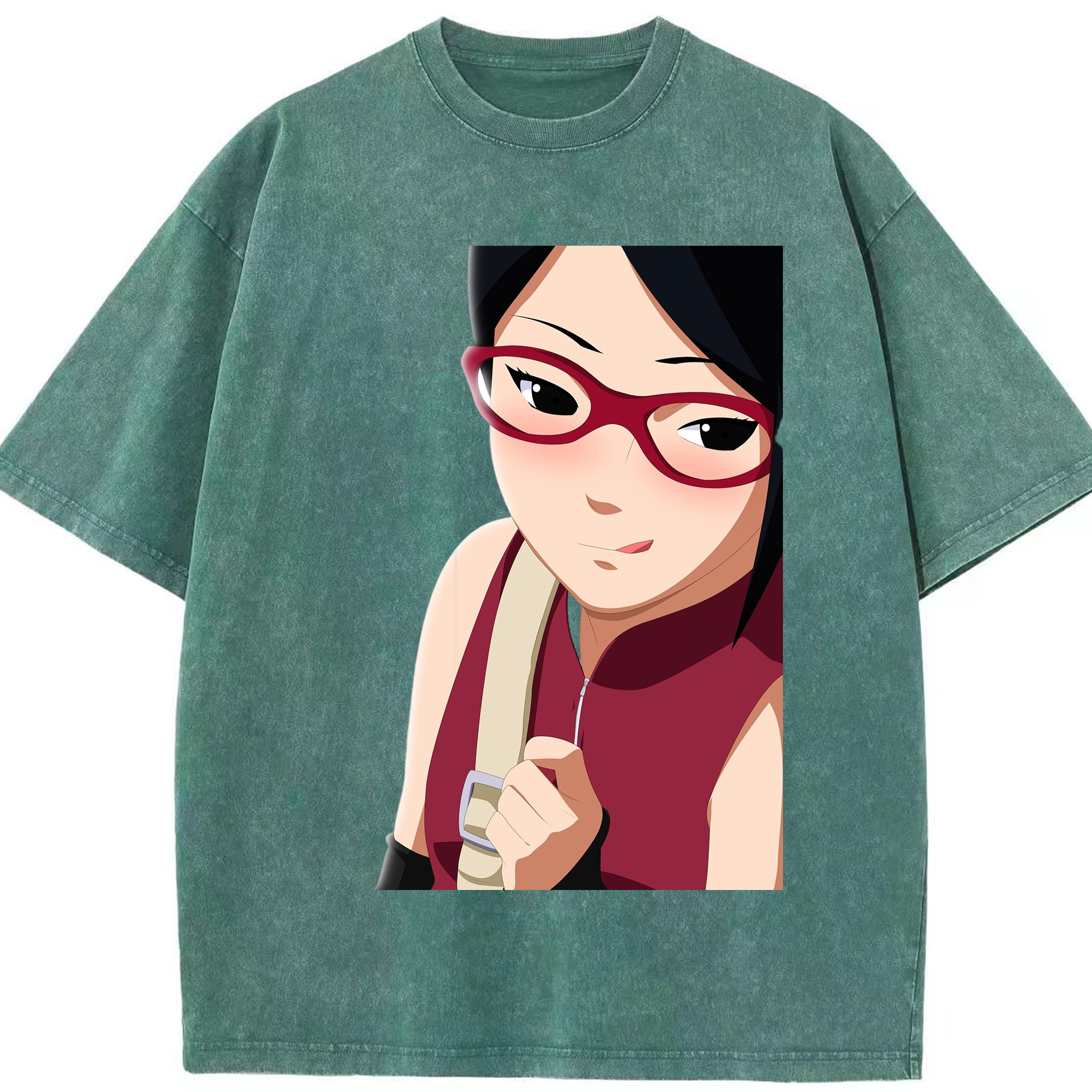 （画像用） NARUTO -ナルト- うちは サラダ Uchiha Sarada 綿100% ヴィンテージ風 半袖Tシャツ（フロントプリント）